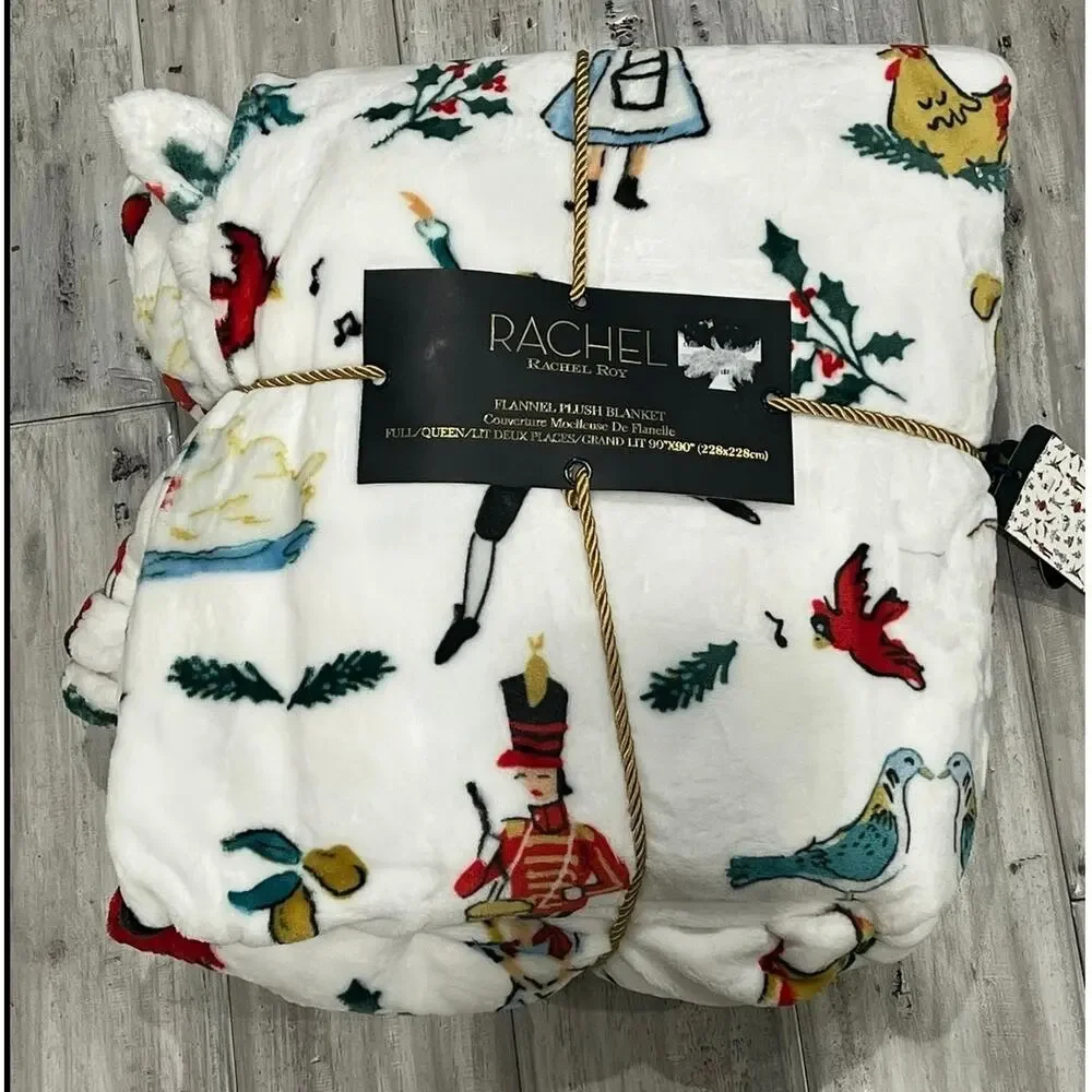 Rachel Roy 12 Days of Christmas Plush Blanket Full Queen Holiday Cozy